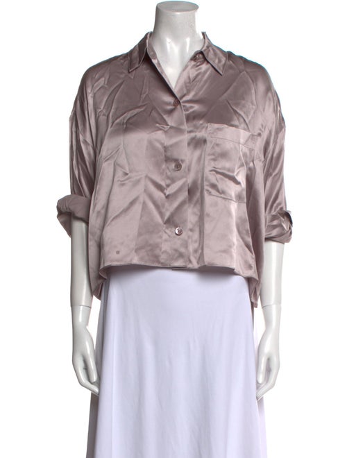 TWP Silk Three-Quarter Sleeve Button-Up Top