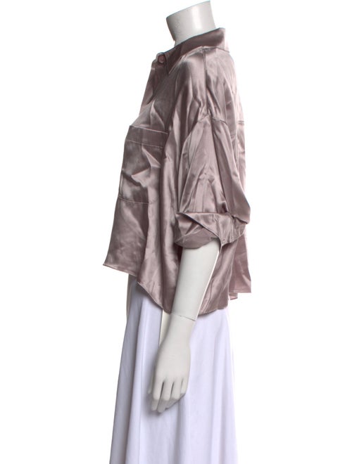 TWP Silk Three-Quarter Sleeve Button-Up Top