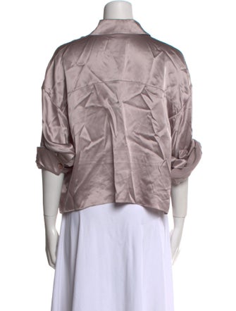 TWP Silk Three-Quarter Sleeve Button-Up Top