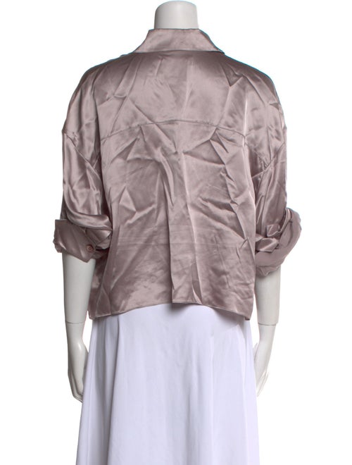 TWP Silk Three-Quarter Sleeve Button-Up Top