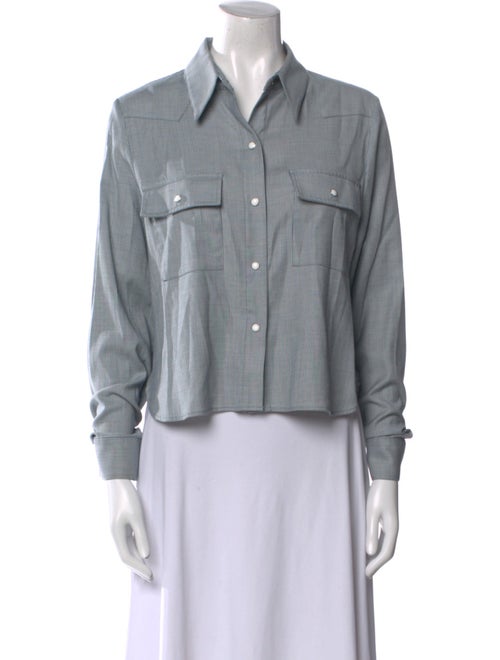 TWP Virgin Wool Striped Button-Up Top