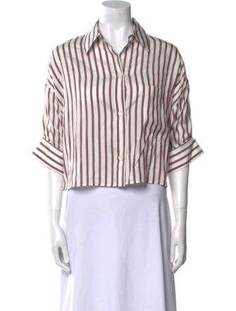 TWP Silk Striped Button-Up Top