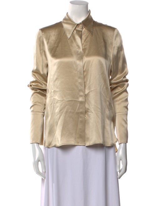 TWP Silk Three-Quarter Sleeve Button-Up Top