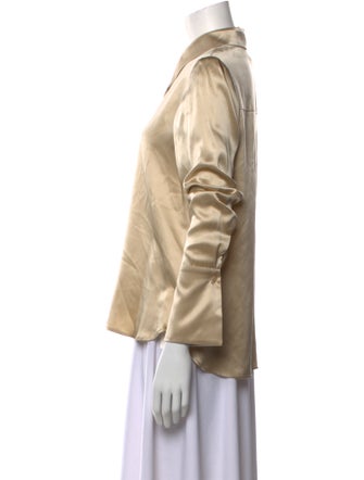 TWP Silk Three-Quarter Sleeve Button-Up Top