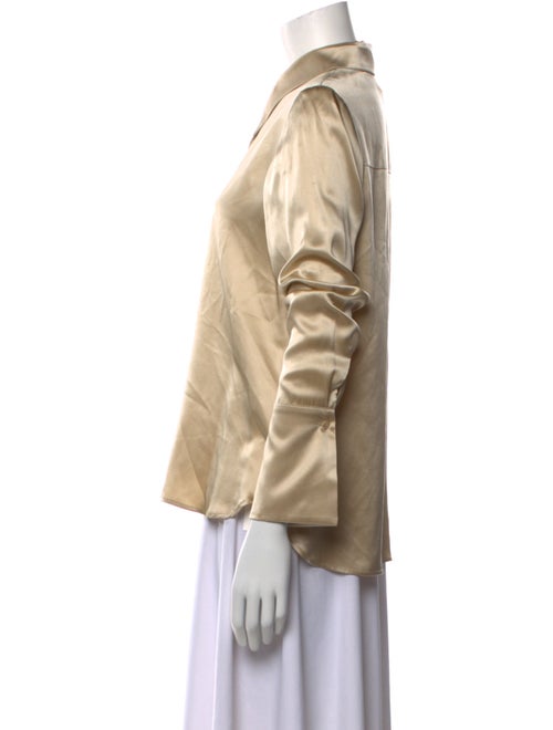 TWP Silk Three-Quarter Sleeve Button-Up Top