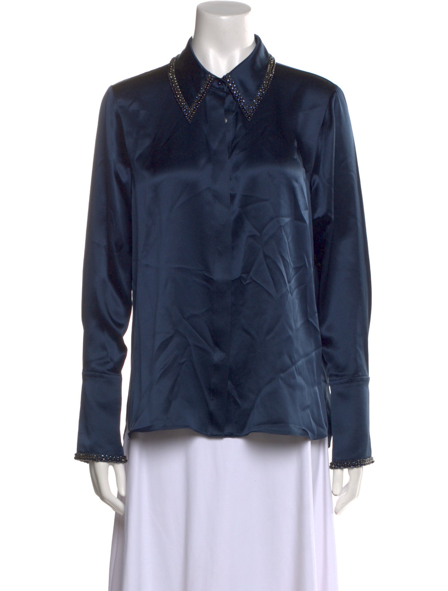 TWP Silk Long Sleeve Button-Up Top