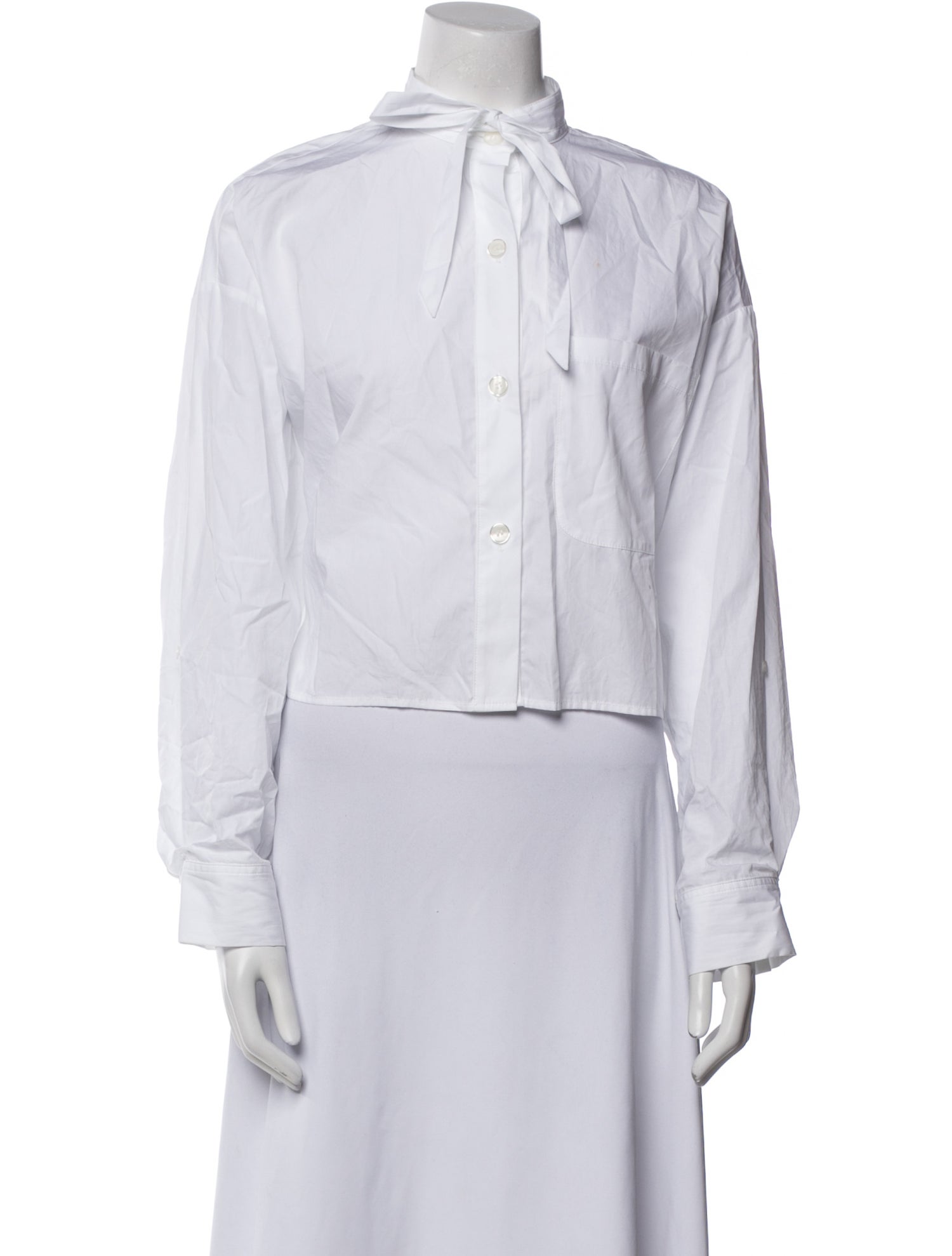 TWP Mock Neck Long Sleeve Button-Up Top