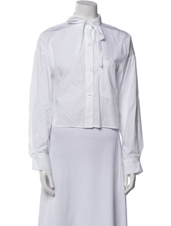 TWP Mock Neck Long Sleeve Button-Up Top