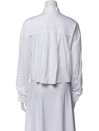 TWP Mock Neck Long Sleeve Button-Up Top