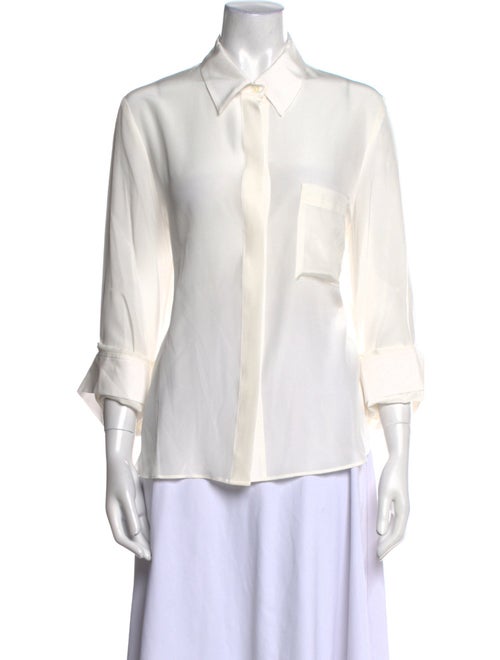 TWP Silk Three-Quarter Sleeve Button-Up Top