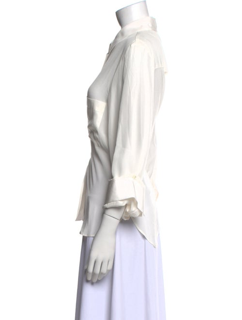 TWP Silk Three-Quarter Sleeve Button-Up Top