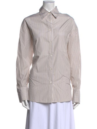 TWP Striped Long Sleeve Button-Up Top