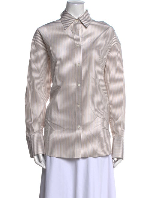 TWP Striped Long Sleeve Button-Up Top