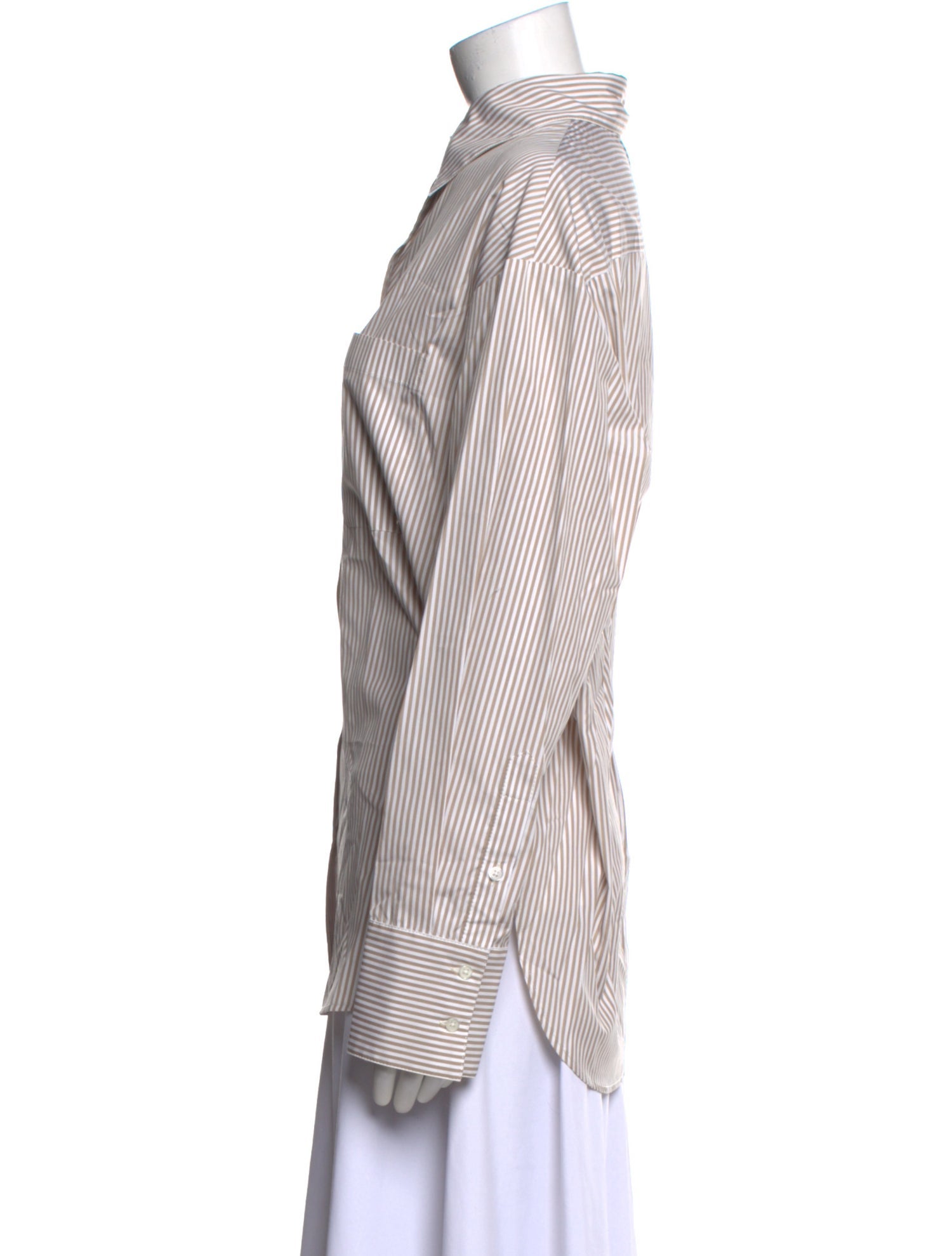 TWP Striped Long Sleeve Button-Up Top