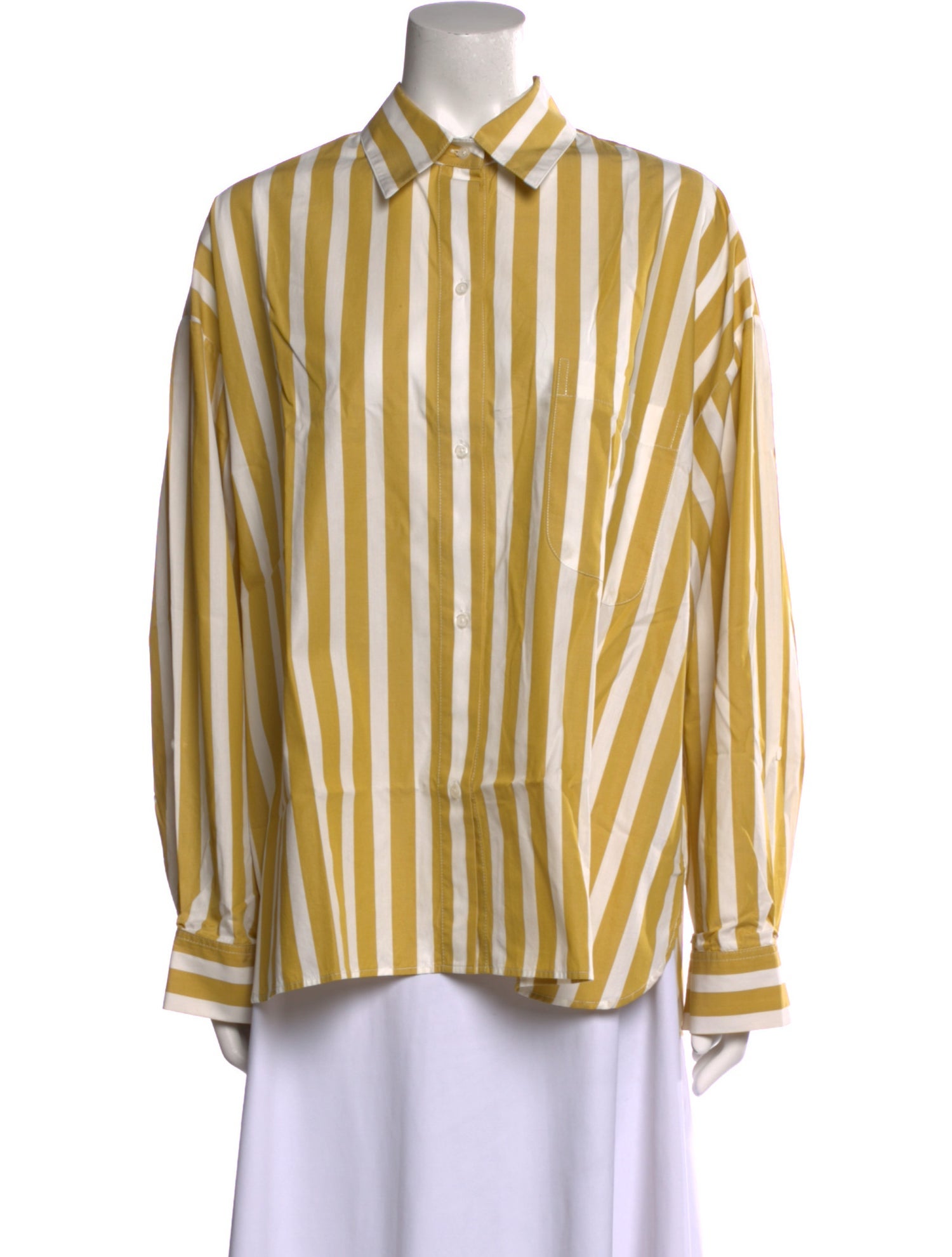 TWP Striped Long Sleeve Button-Up Top