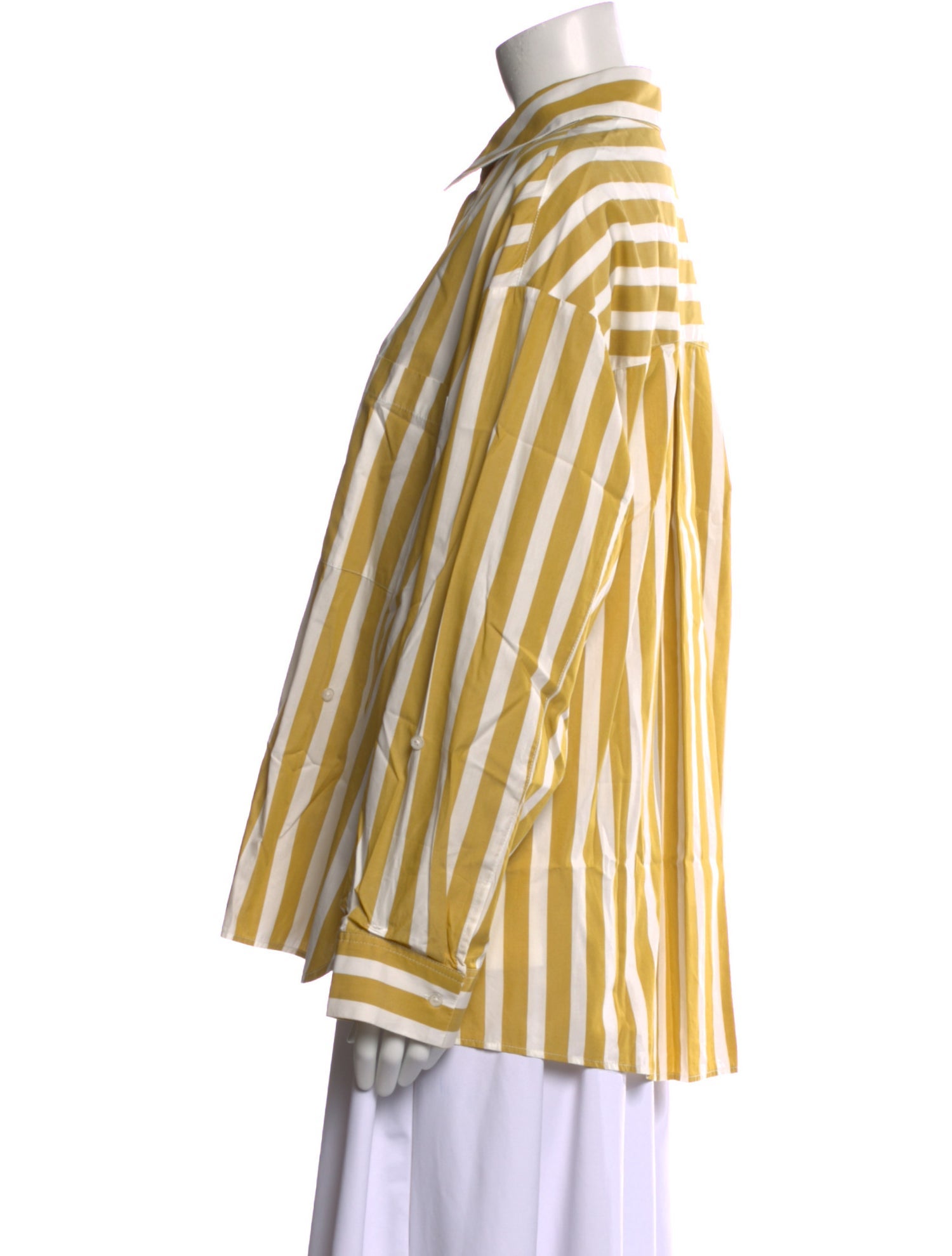 TWP Striped Long Sleeve Button-Up Top