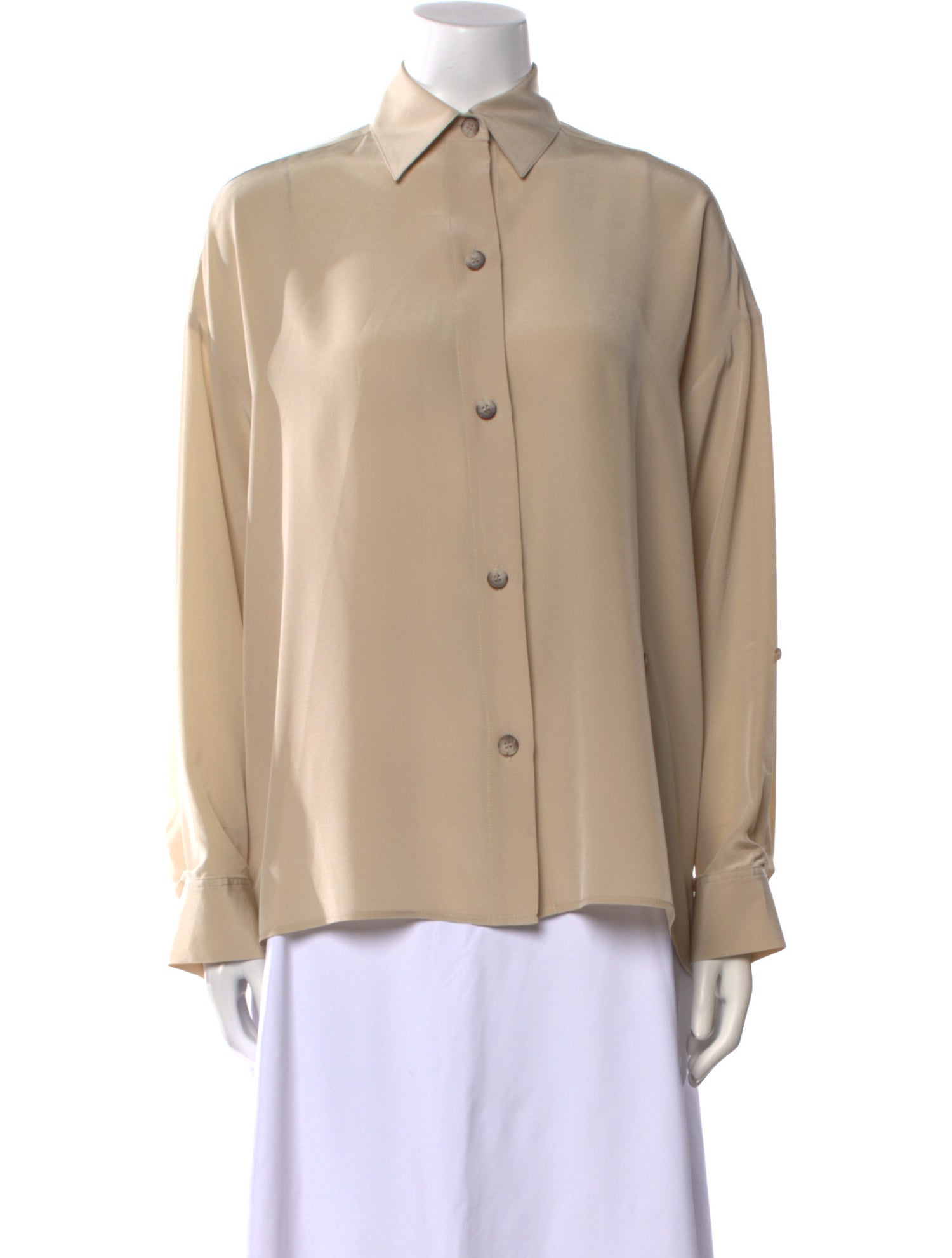 TWP Silk Long Sleeve Button-Up Top