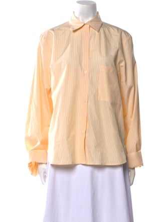 TWP Striped Long Sleeve Button-Up Top