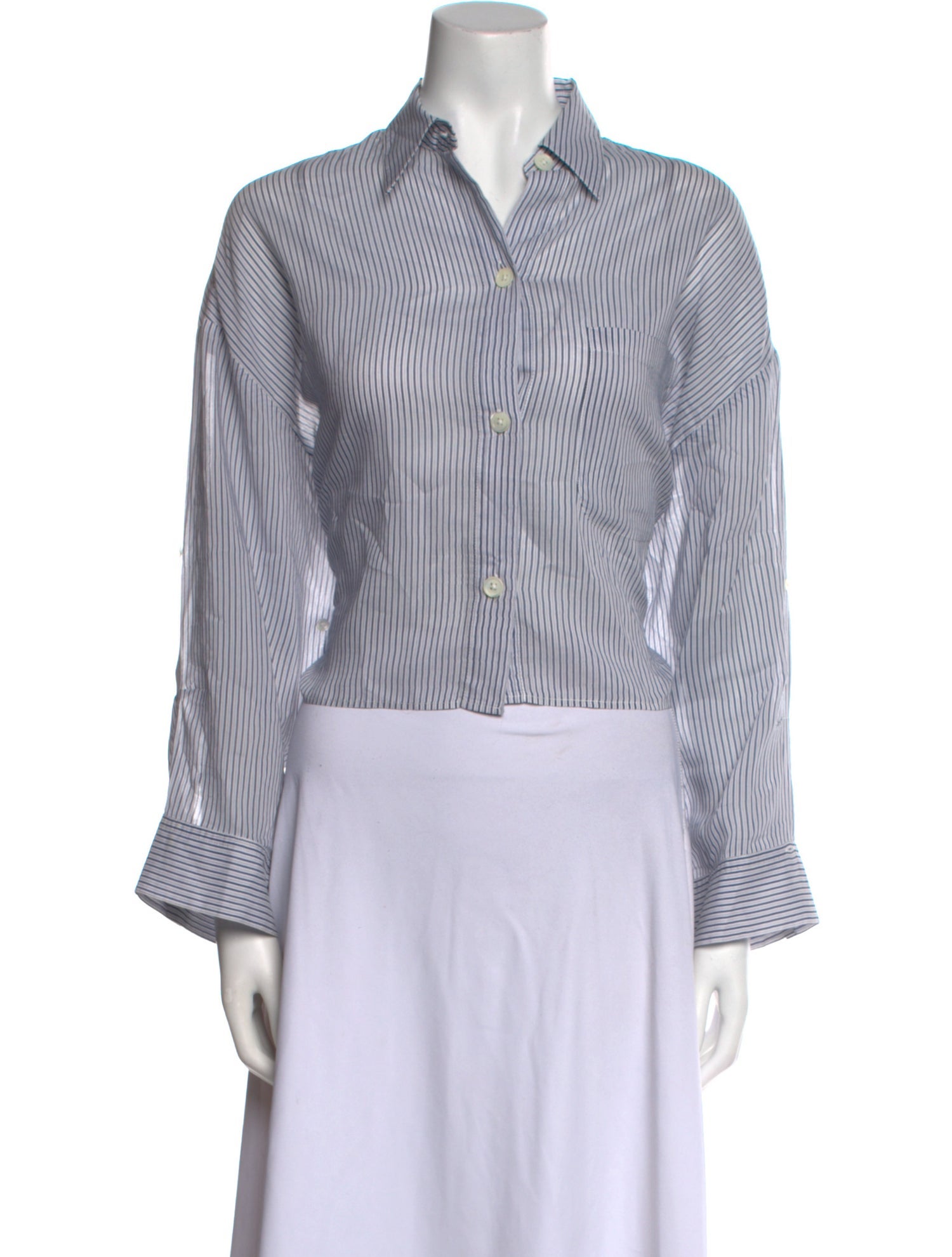 TWP Striped Long Sleeve Button-Up Top