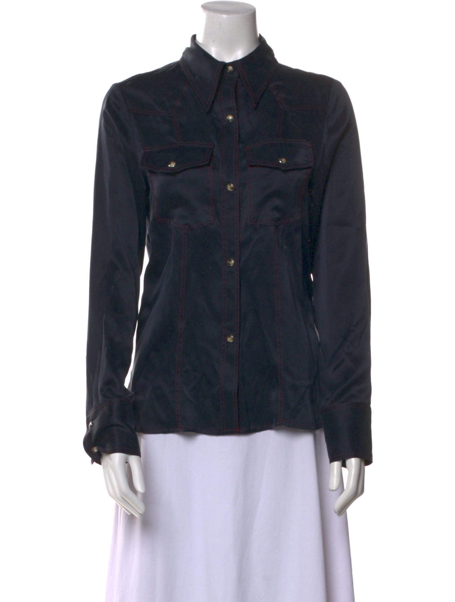 TWP Silk Long Sleeve Button-Up Top