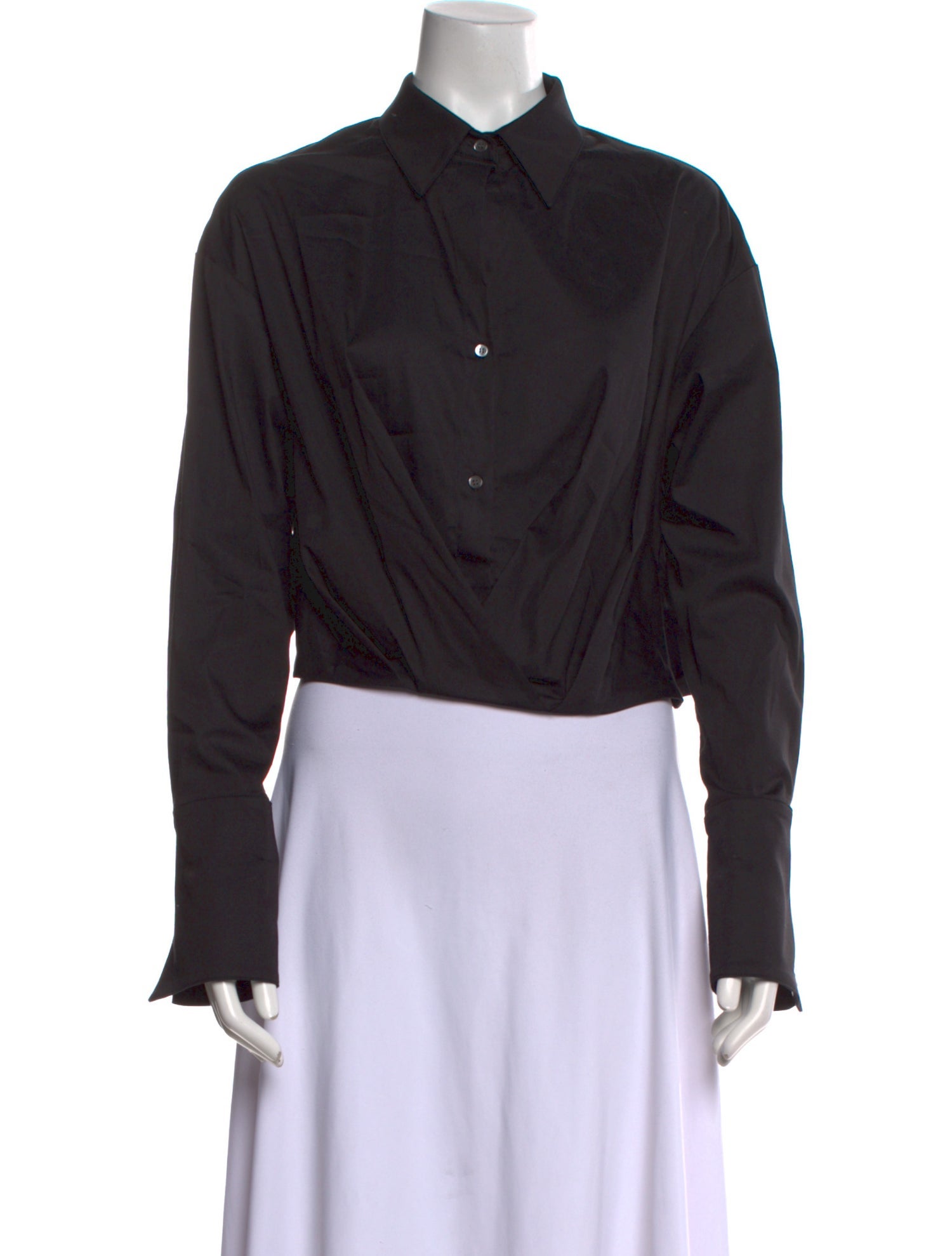 TWP Cowl Neck Long Sleeve Button-Up Top