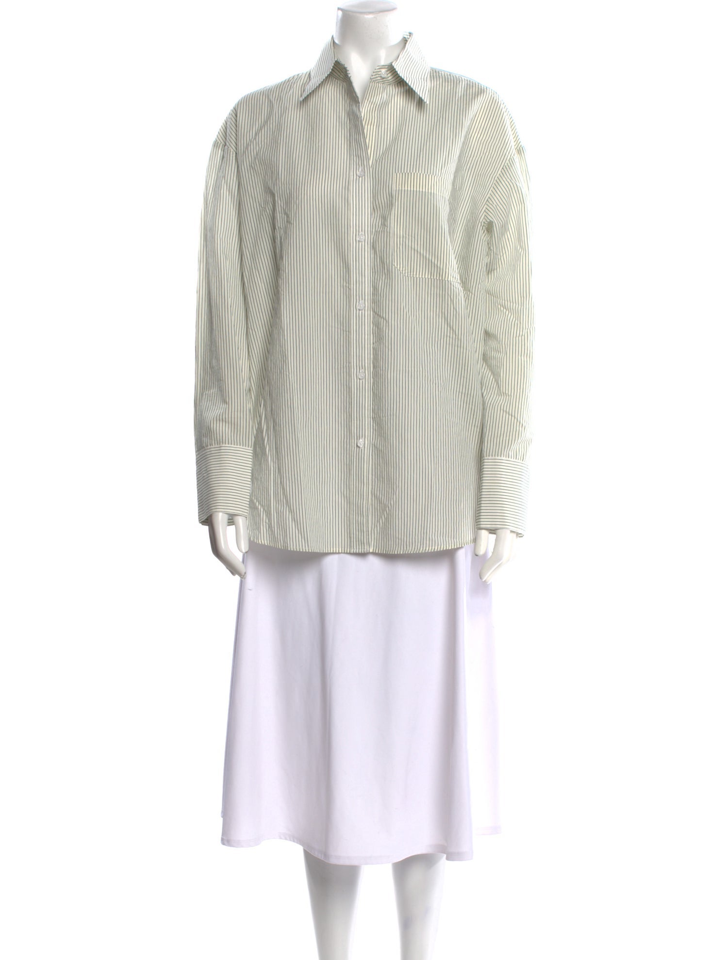 TWP Striped Long Sleeve Button-Up Top