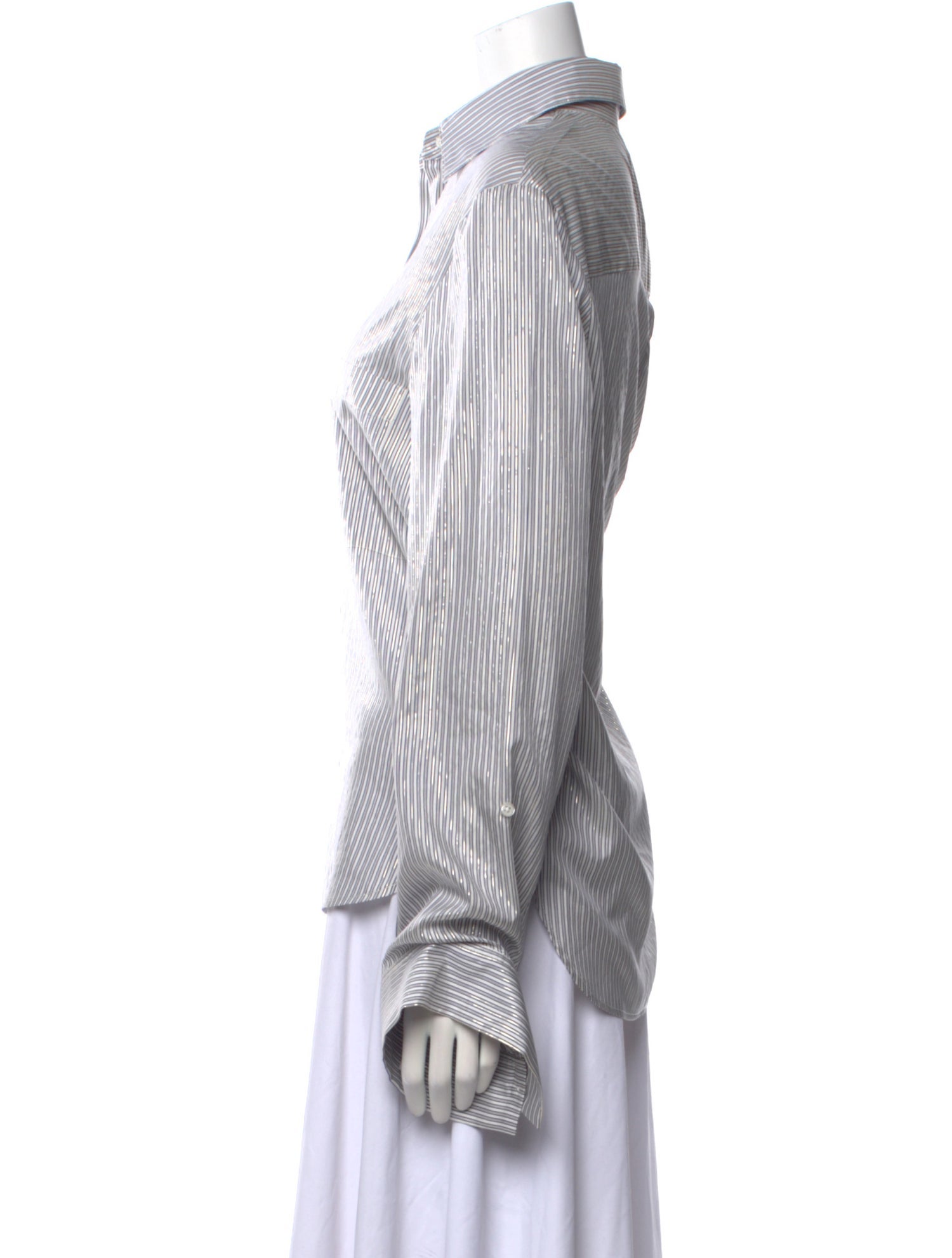 TWP Silk Striped Button-Up Top