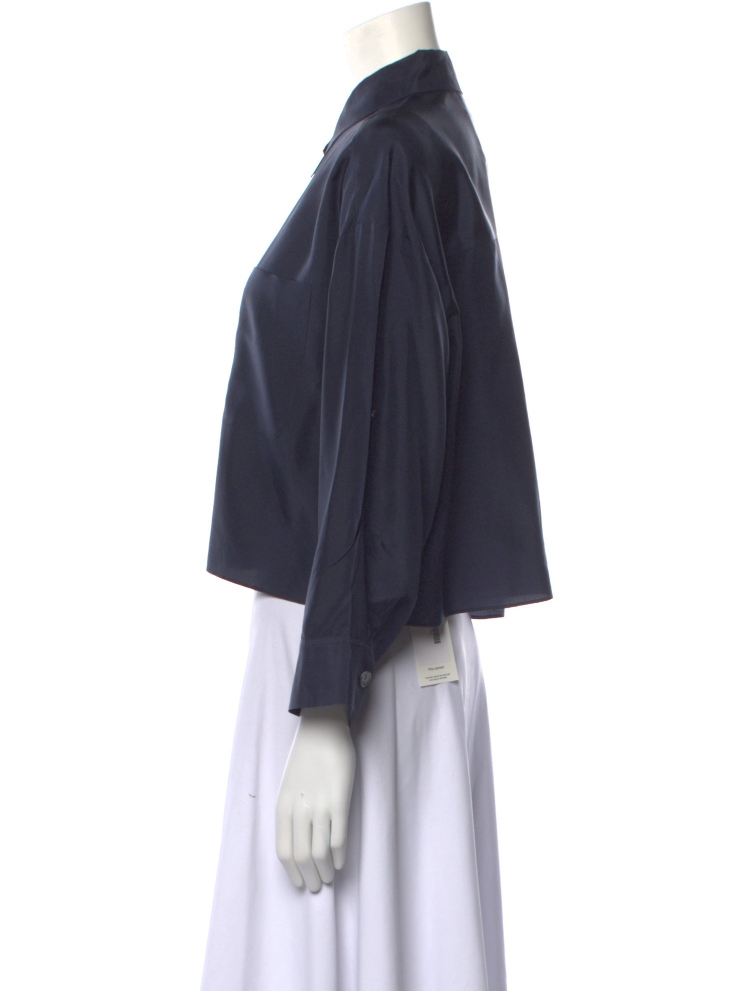 TWP Silk Three-Quarter Sleeve Crop Top