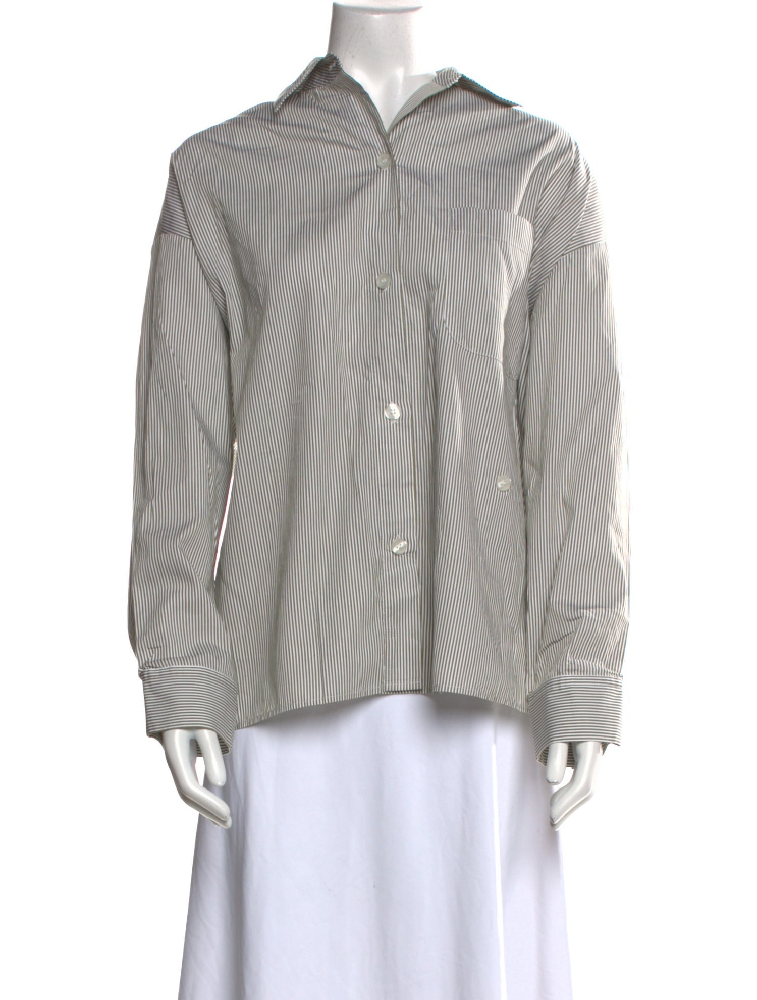 TWP Striped Long Sleeve Button-Up Top