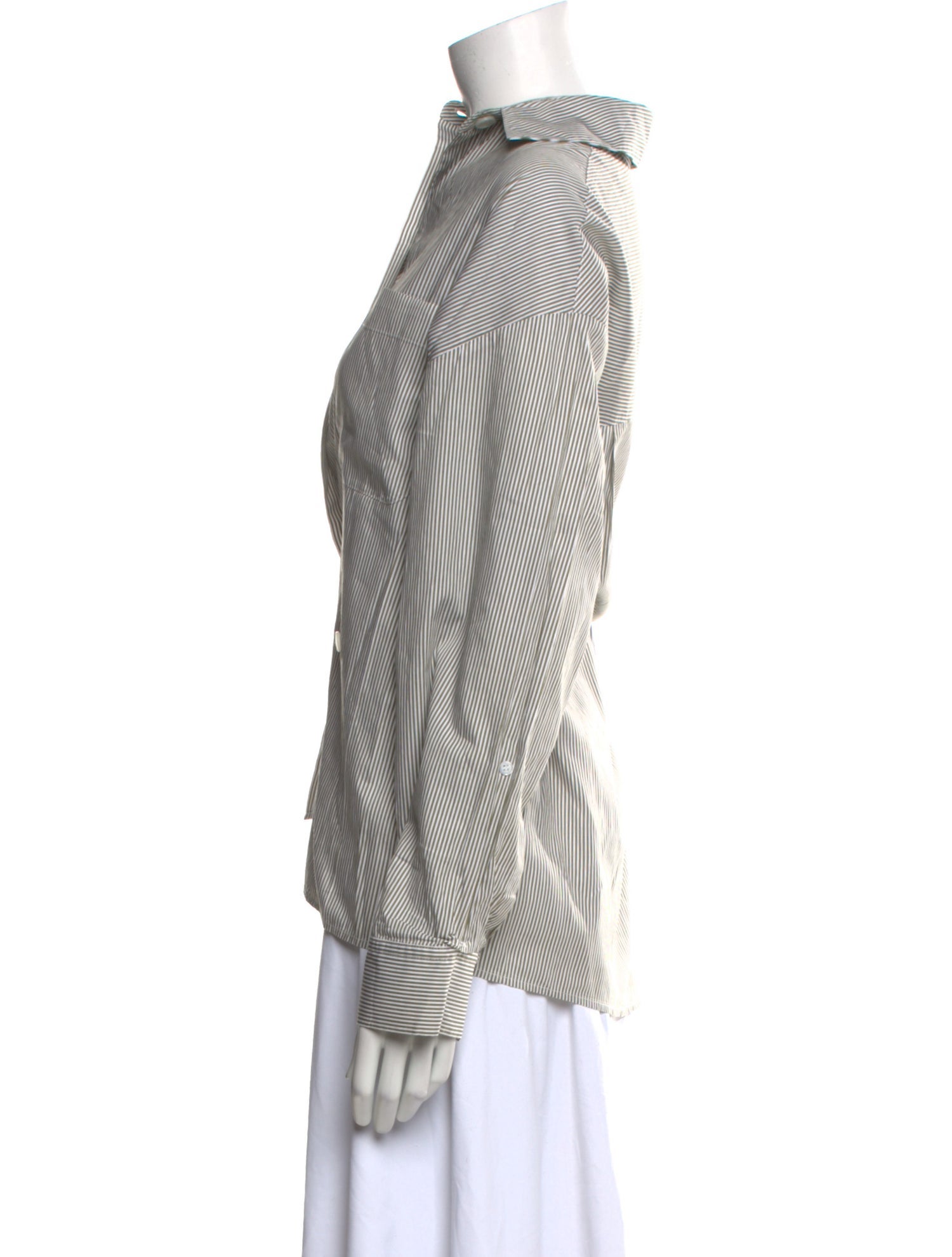 TWP Striped Long Sleeve Button-Up Top