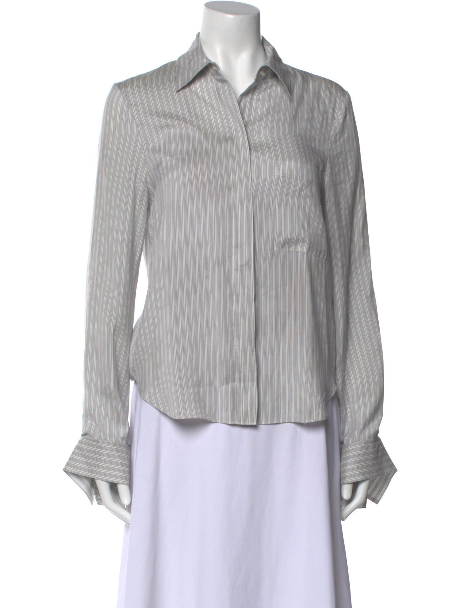 TWP Silk Striped Button-Up Top