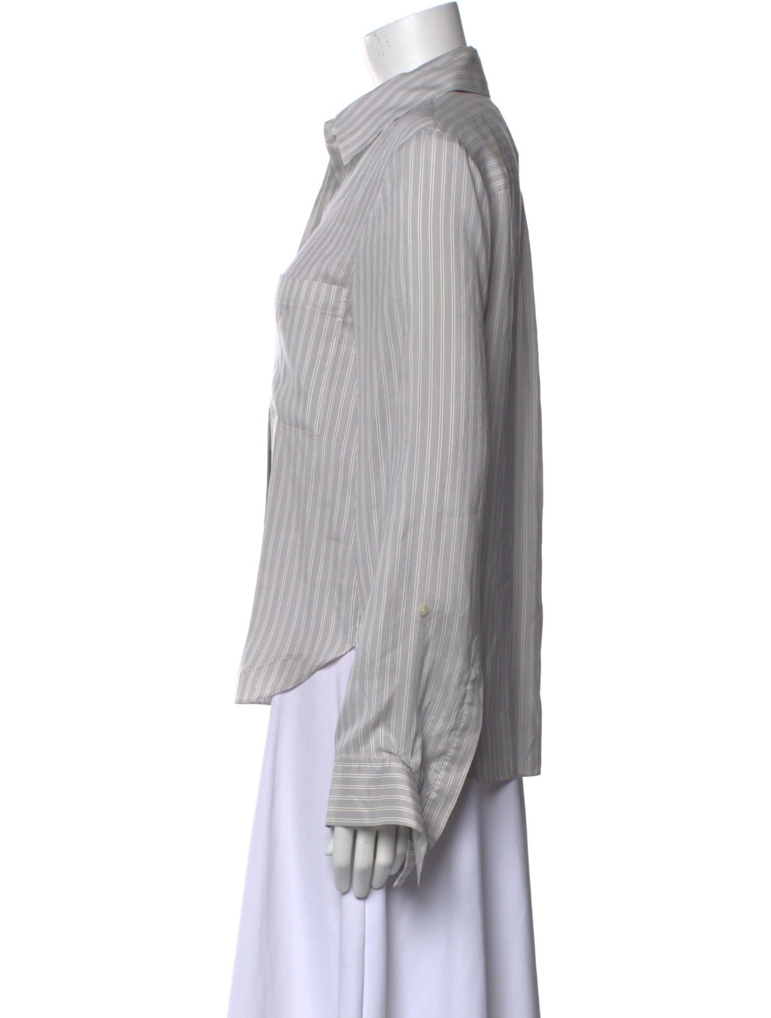 TWP Silk Striped Button-Up Top