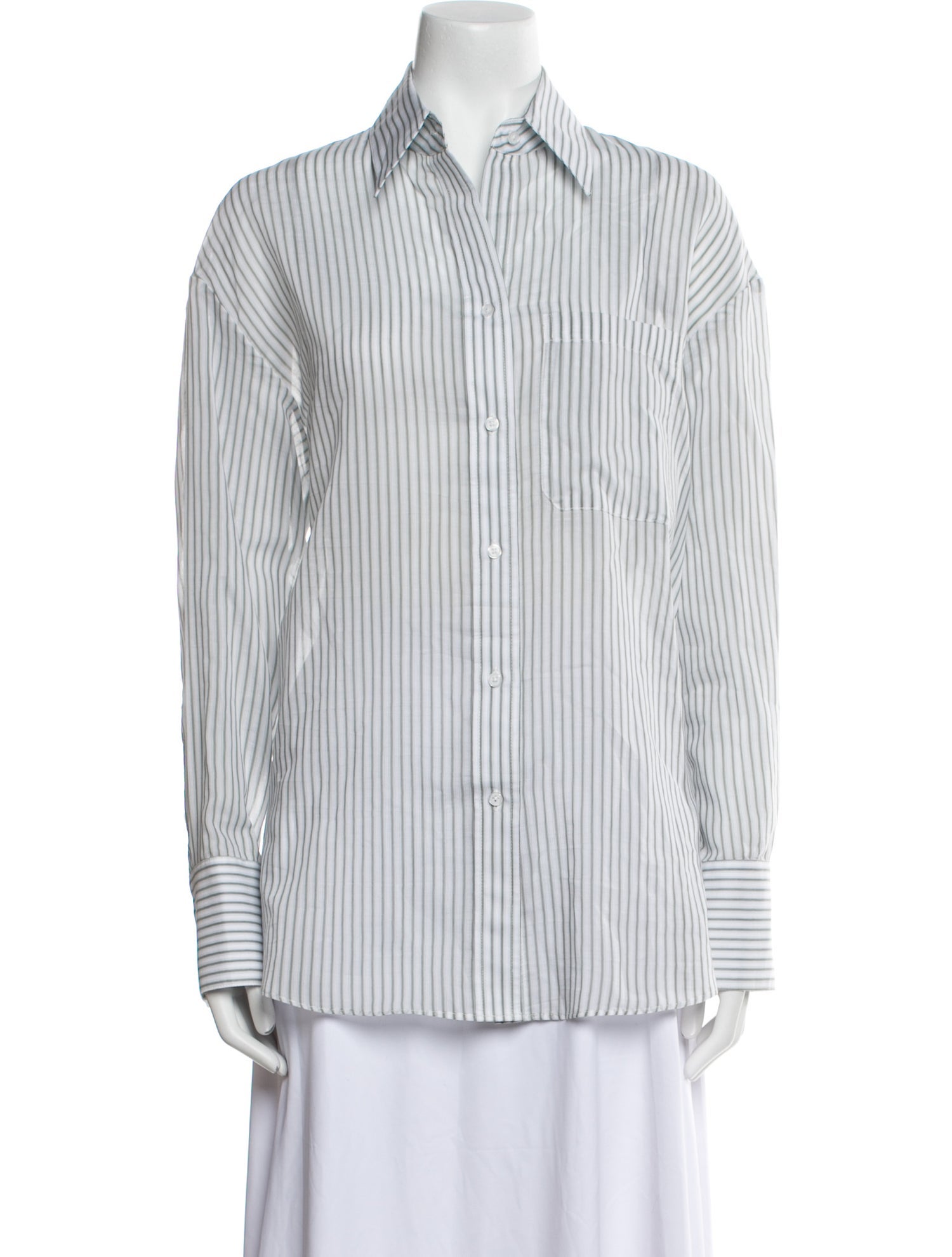 TWP Striped Long Sleeve Button-Up Top