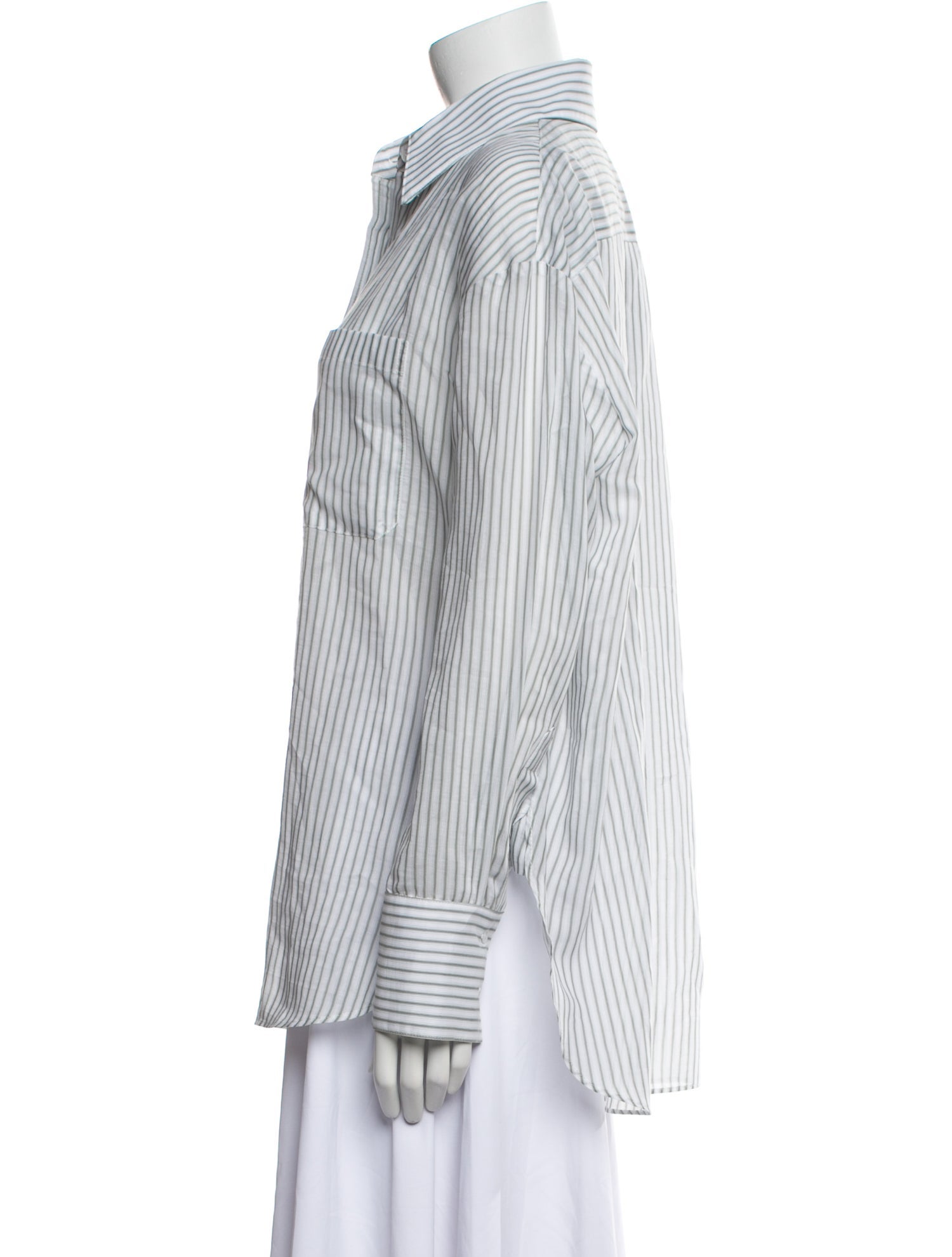 TWP Striped Long Sleeve Button-Up Top