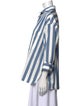 TWP Striped Three-Quarter Sleeve Button-Up Top