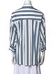 TWP Striped Three-Quarter Sleeve Button-Up Top