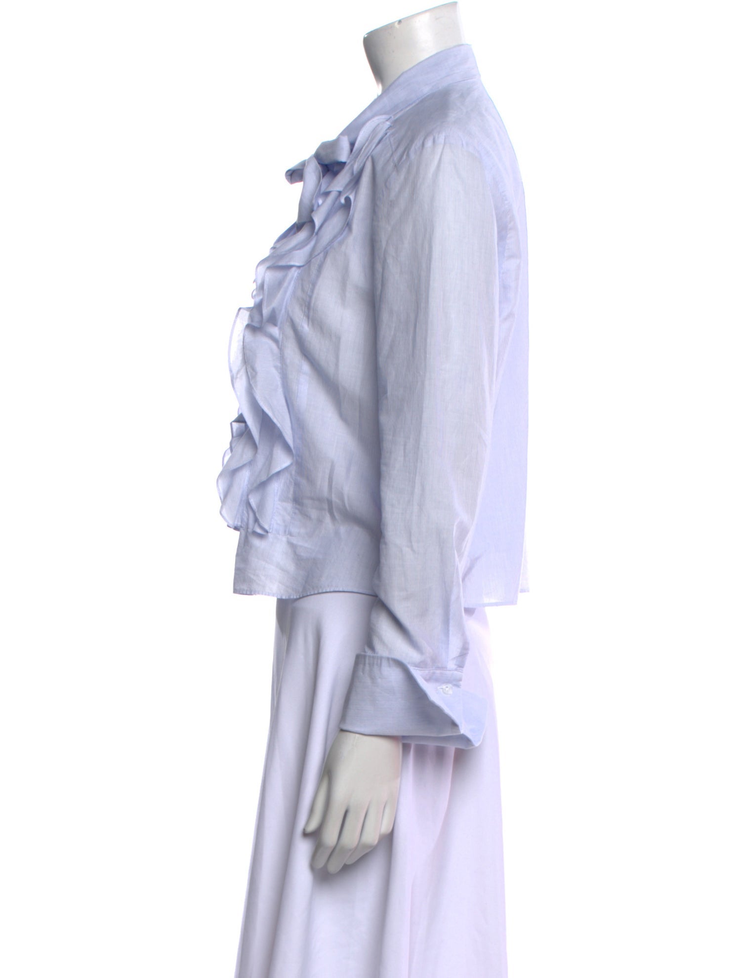 TWP Mock Neck Long Sleeve Button-Up Top