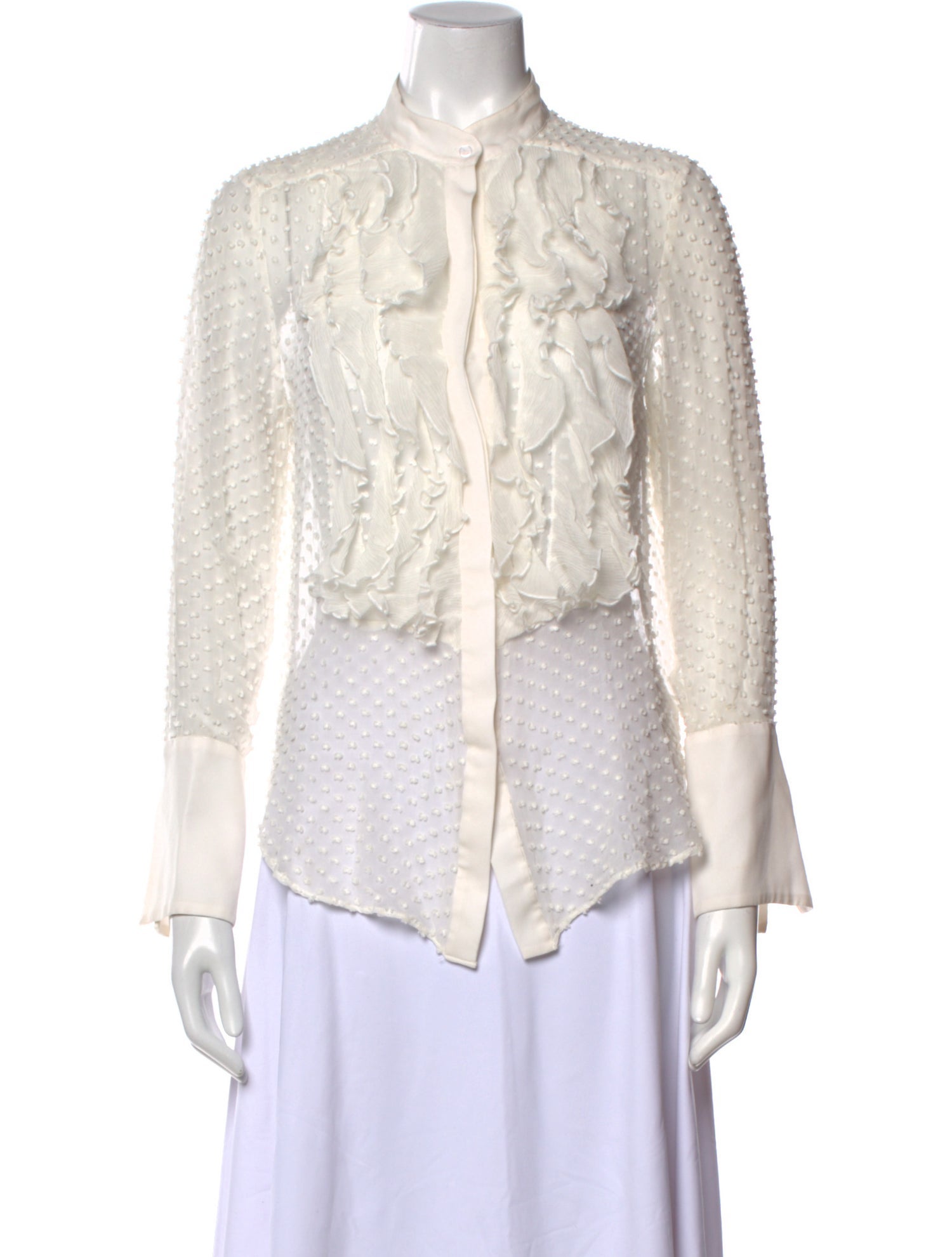 TWP Silk Lace Pattern Button-Up Top