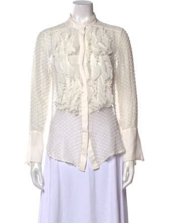 TWP Silk Lace Pattern Button-Up Top