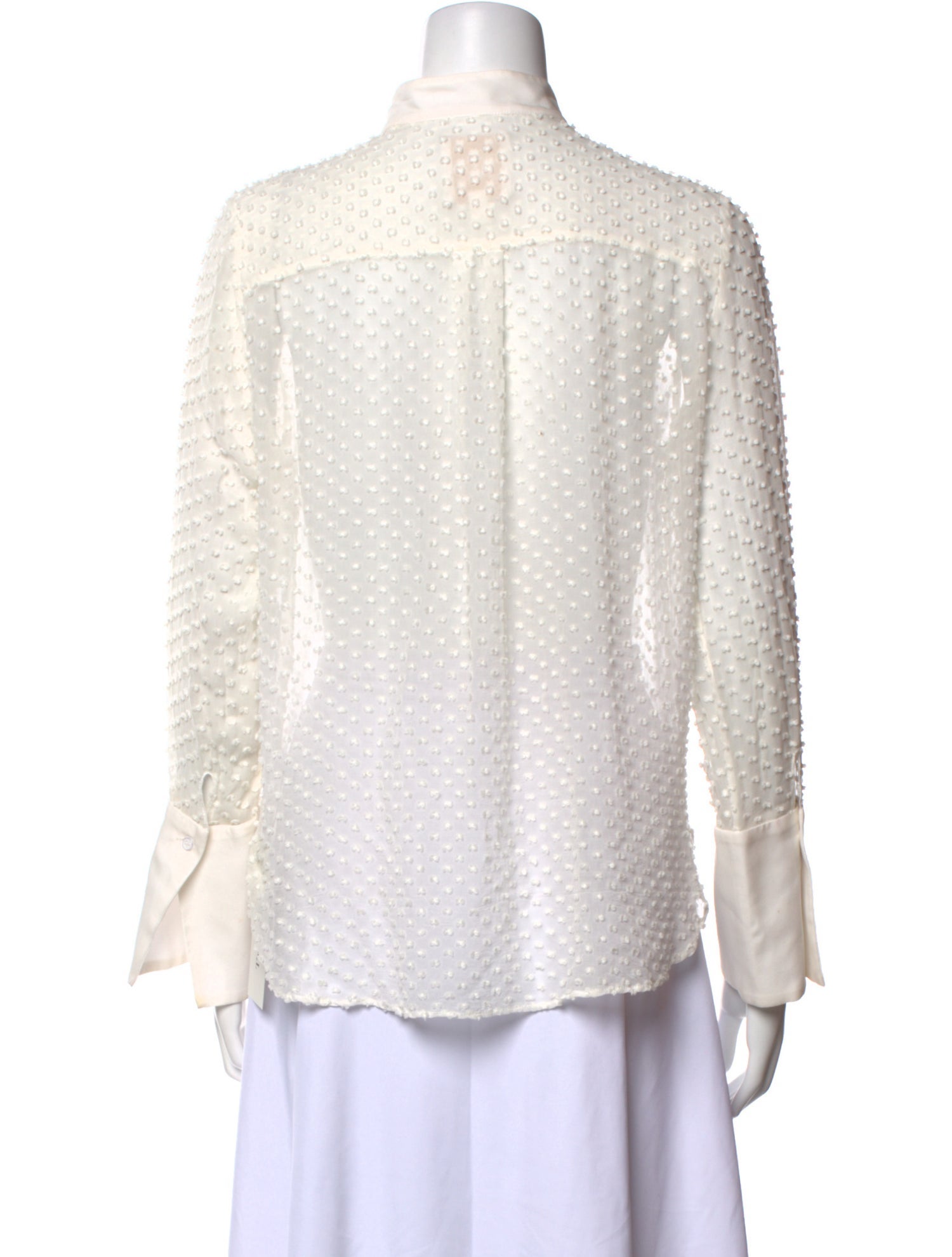 TWP Silk Lace Pattern Button-Up Top