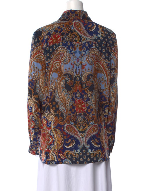 TWP Silk Paisley Print Button-Up Top