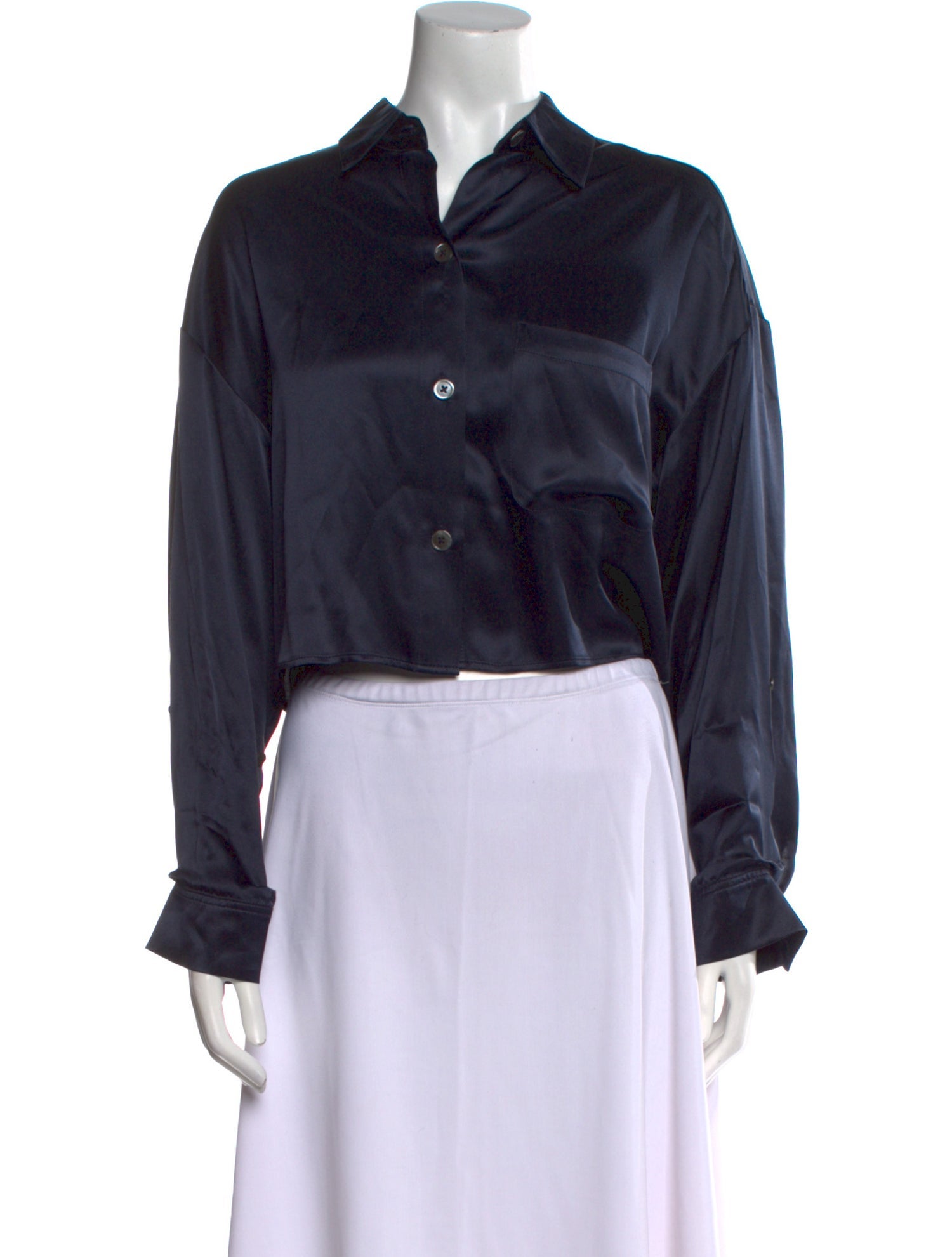 TWP Silk Long Sleeve Crop Top