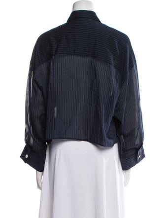 TWP Striped Long Sleeve Button-Up Top