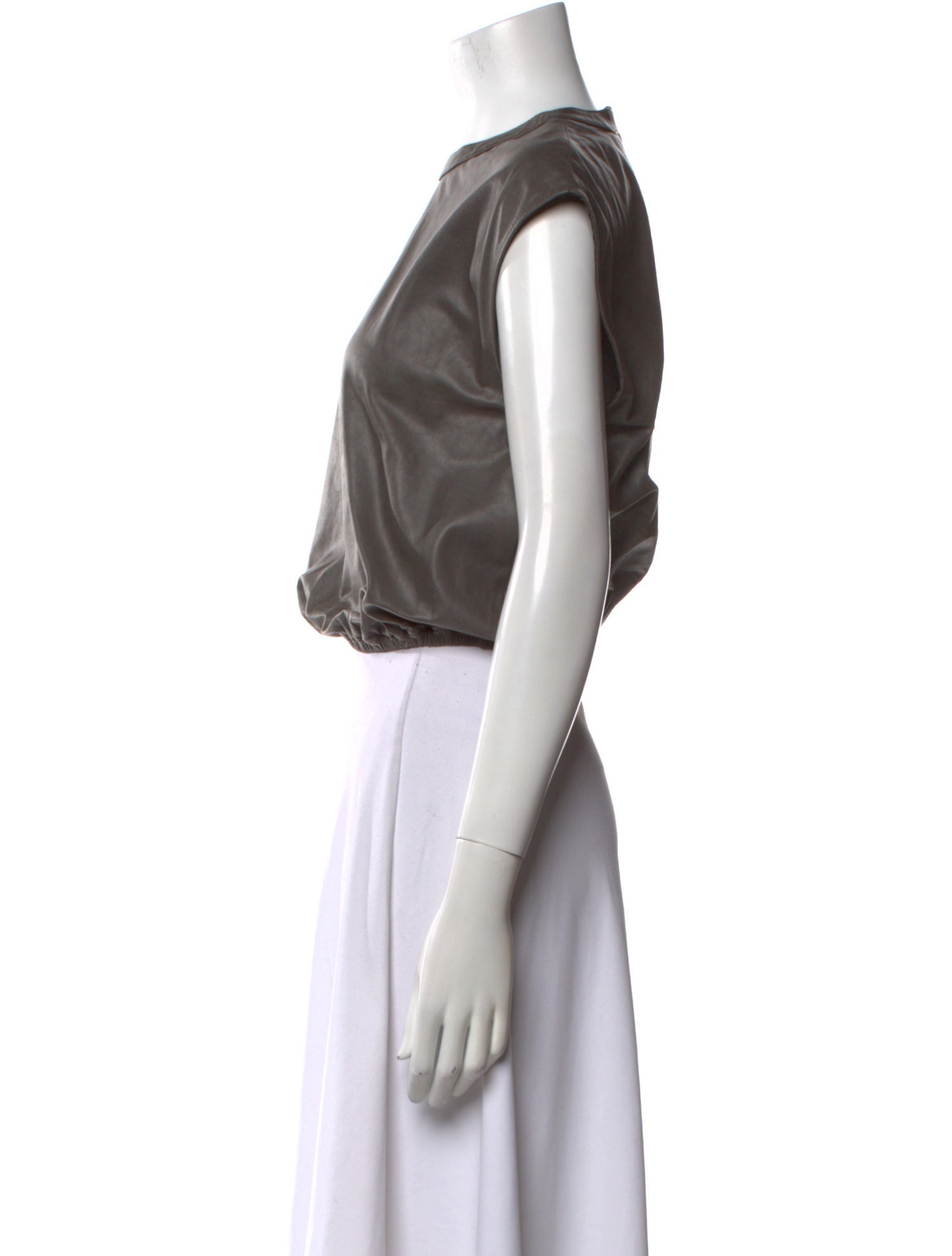 TWP Lambskin Crew Neck Crop Top