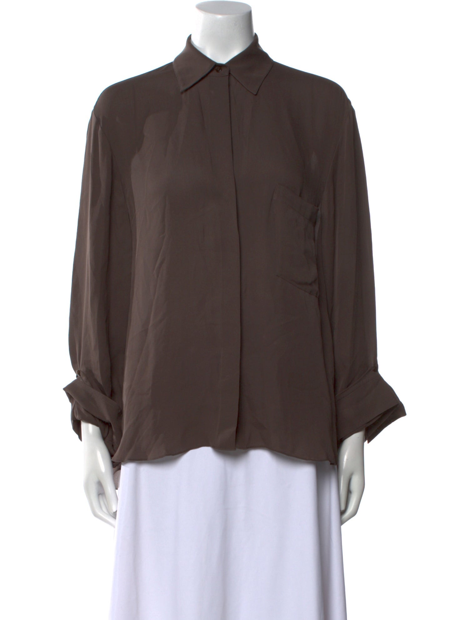 TWP Silk Long Sleeve Button-Up Top