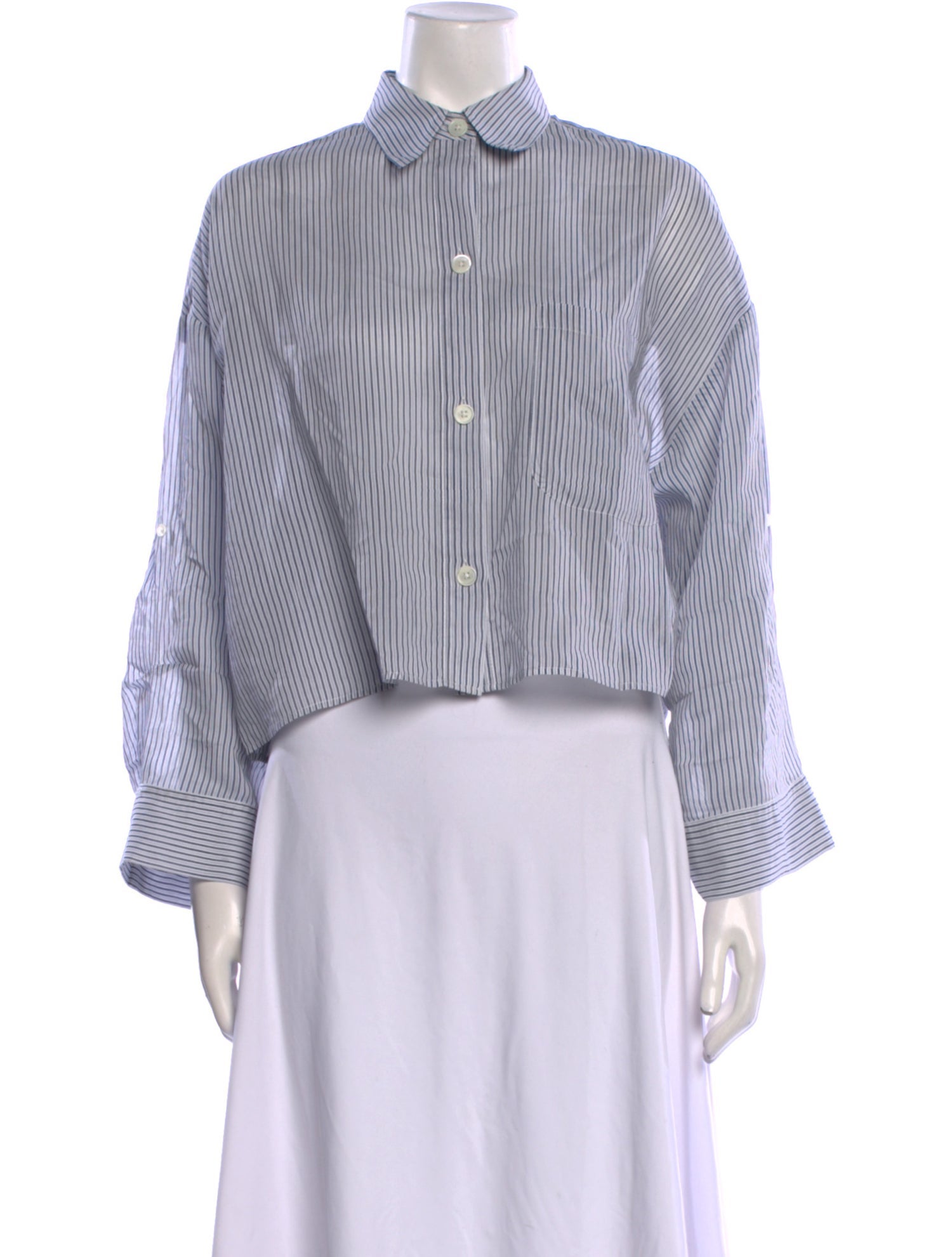 TWP Striped Long Sleeve Button-Up Top