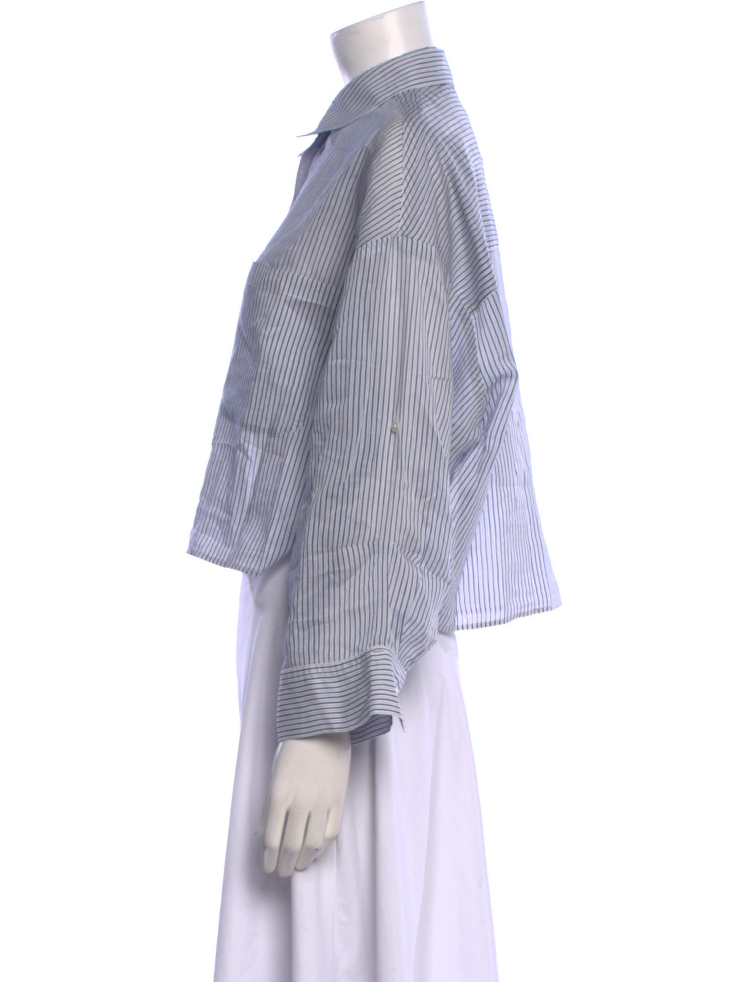 TWP Striped Long Sleeve Button-Up Top