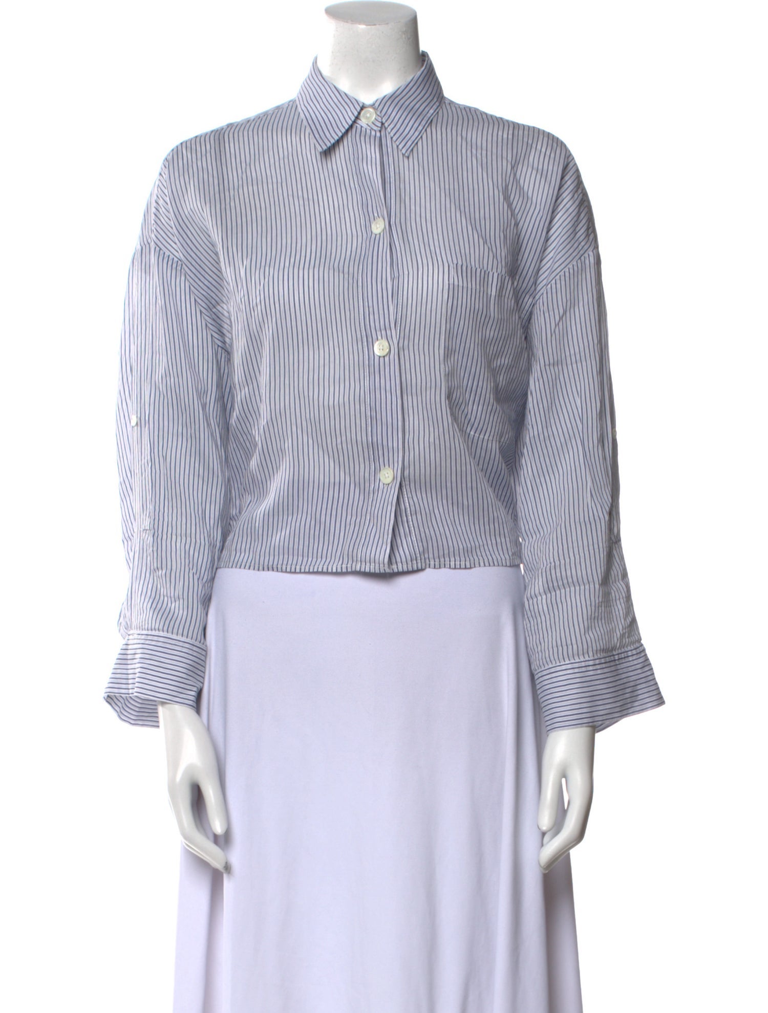 TWP Striped Long Sleeve Button-Up Top