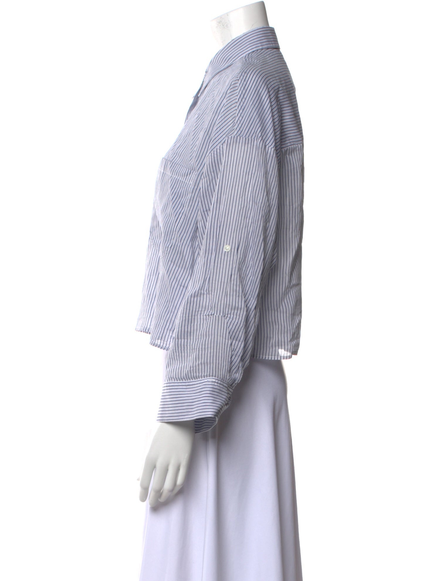 TWP Striped Long Sleeve Button-Up Top