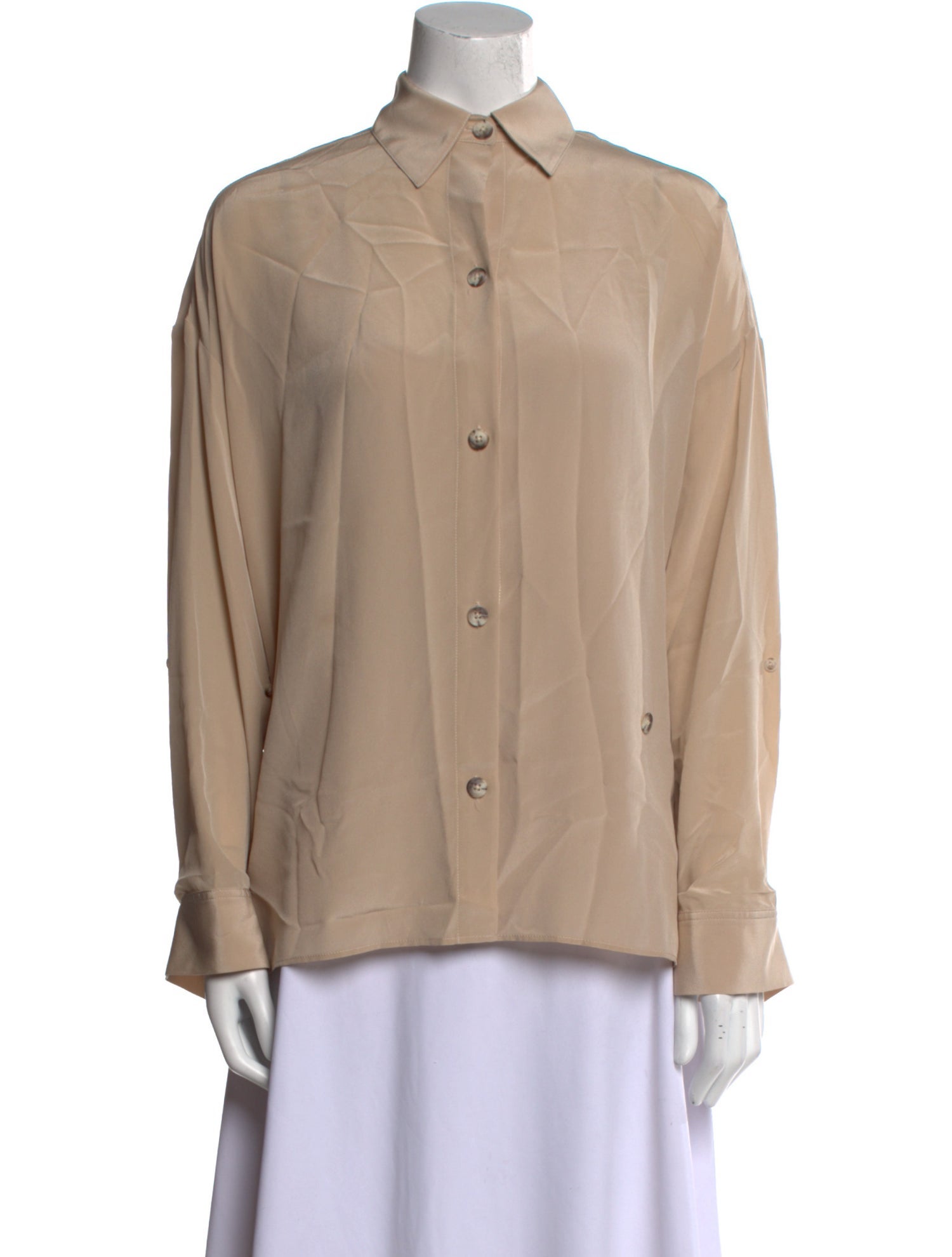 TWP Silk Long Sleeve Button-Up Top